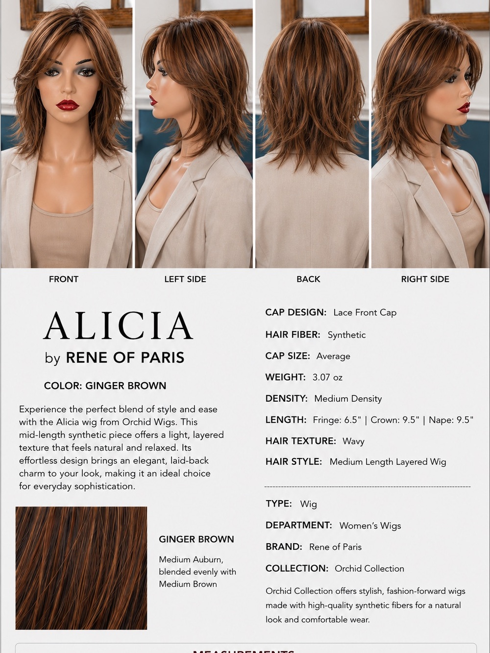 Rene of Paris Alicia Mid-Length Layered Wig in Ginger Brown